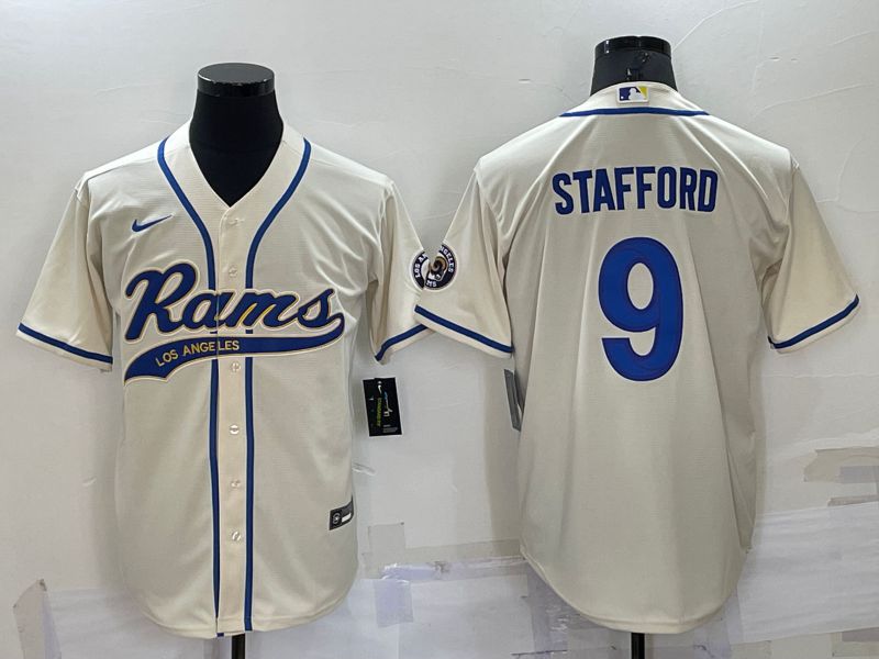 Men Los Angeles Rams #9 Stafford Cream 2022 Nike Co branded NFL Jersey